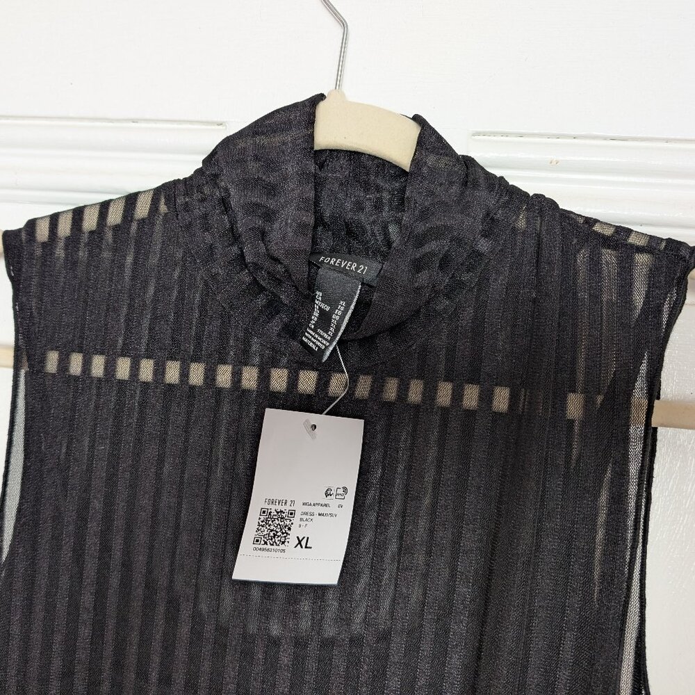 Forever 21 Goth Striped Mesh Turtlneck Maxi Dress Size XL NWT - Picture 7 of 10
